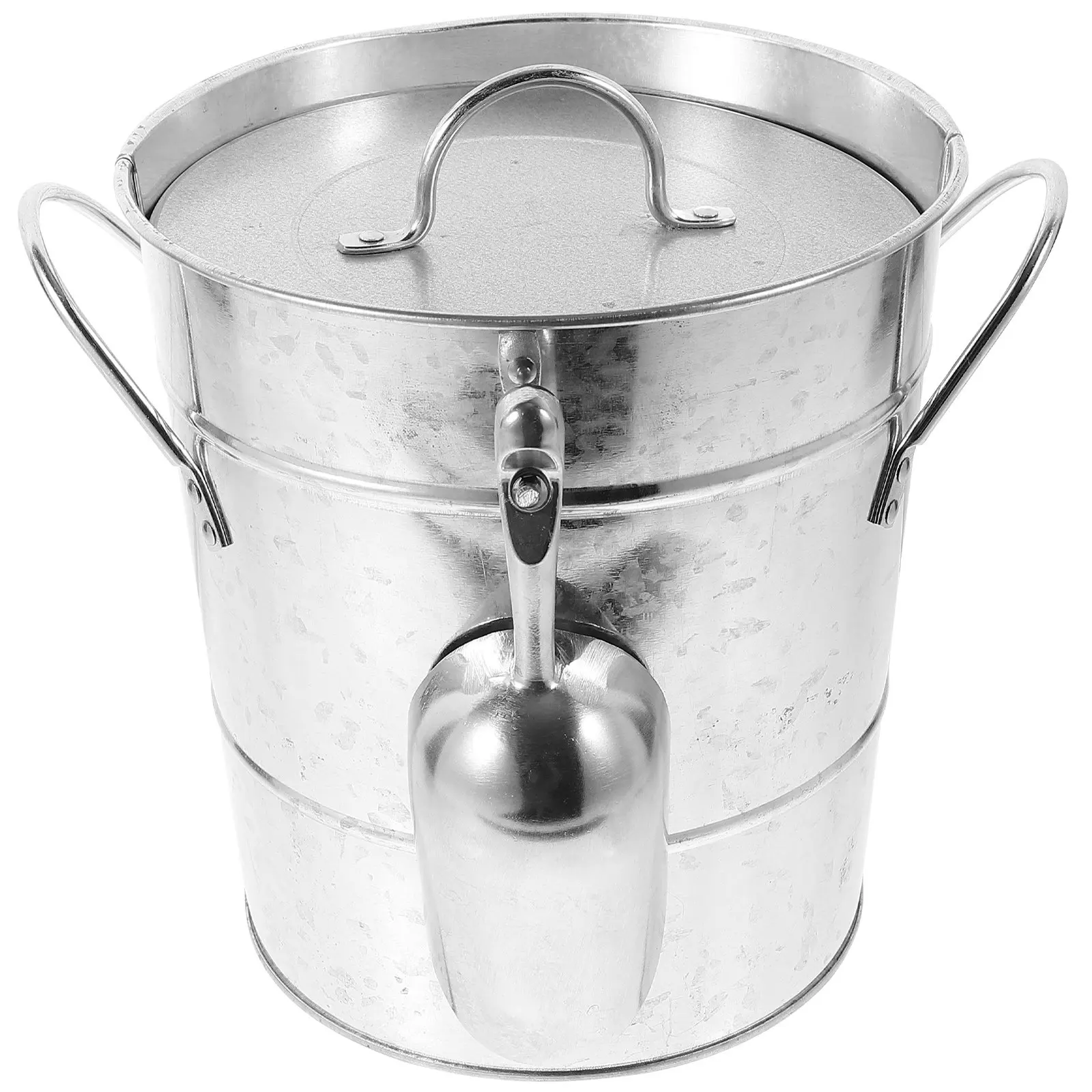

Ergonomic Handle Ice Cube Container Galvanized Bucket for Home Bar Ktv Beach Party Decor Galvanized Bucket with Lid