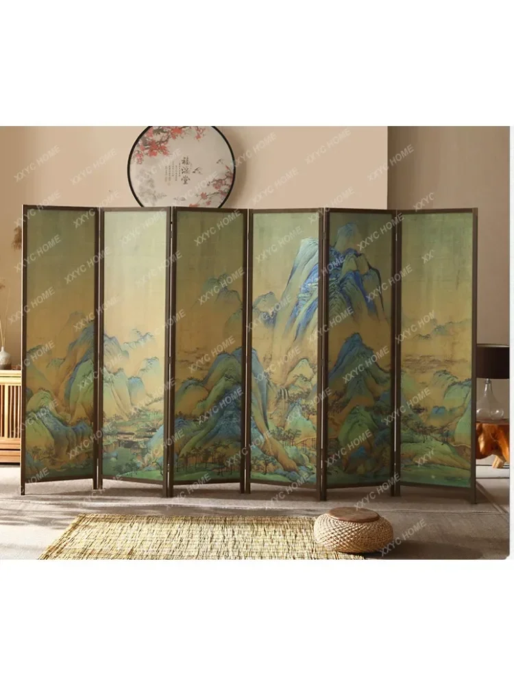 QQNew Chinese Style Subareas Screens Simple Hallway Tea Room Zen Home Decoration Barrier Yarn Painting Accordion Partition