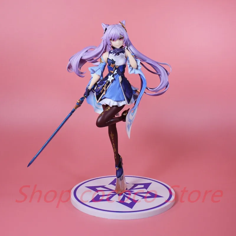 27CM Anime Figure Genshin Impact Keqing Swing A Sword Standing Sword Model Toy PVC Collection Toy Desktop Decoration