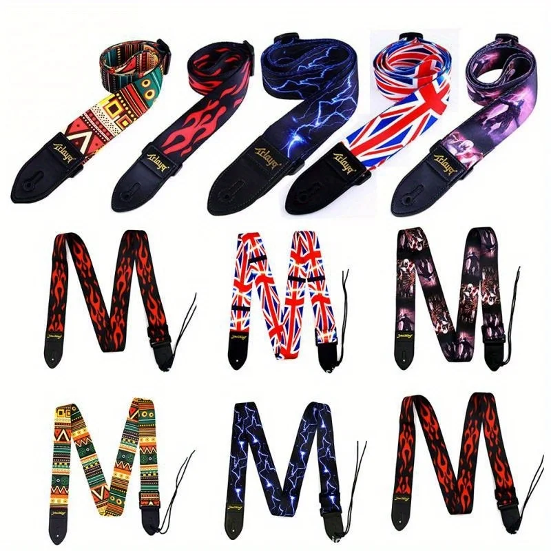 1pc Nylon Guitar Strap for Guitar and Bass Multi-Color Adjustable Guitar Belt Musical Instrument Accessories Guitar Strap