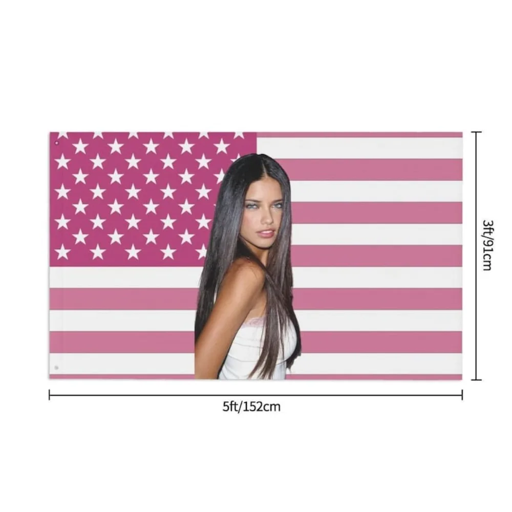 Adriana Lima Pink American Flag Print | Supermodel Wall Art | Retro Fashion Poster | Aesthetic Room Decor Gift