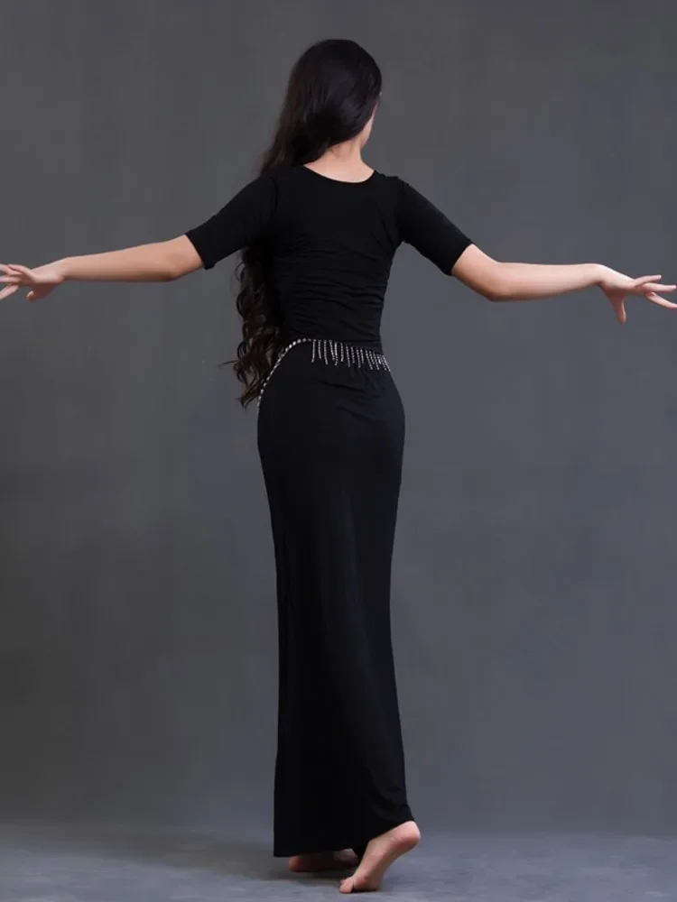 Traje elegante de manga corta para mujer, ropa latina con cordón, danza del vientre, danza urbana, Jazz, Oriental, Árabe