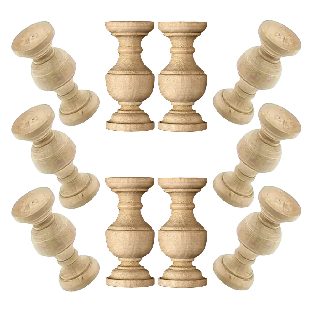 

10Pcs Solid Wood Decorative Baluster Spindles Unfinished for Dining Cabinet Wine Rack Bed Frame DIY Crafts Room Accessories