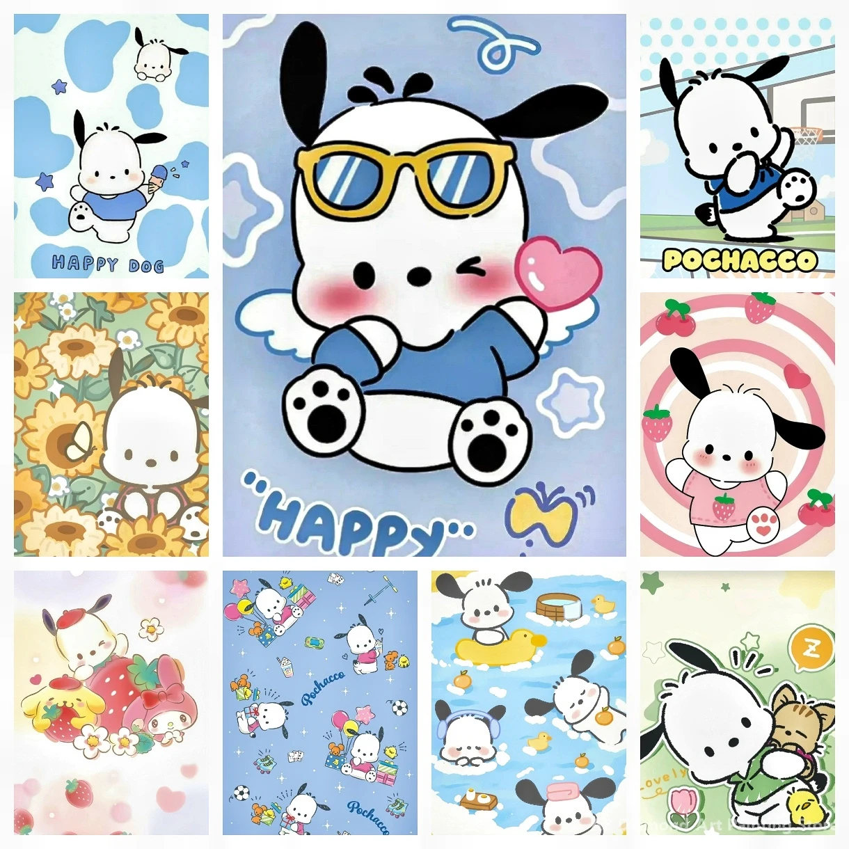 Pochacco Sanrio AB Diamond Painting HelloKitty Cute Handmade Art Gift Cartoon Diamond Embroidery Cross Stitch Home Decoration