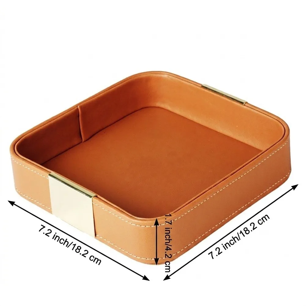 Key Holder Tray Leather Valet Tray For Daily Organization Elegant Leather Storage Solution Storage Tray Clutter Free Storage