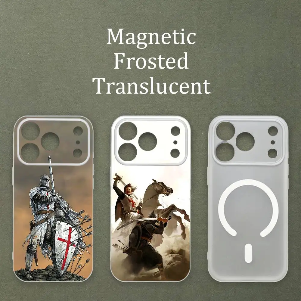 

Crusader Templar Knight Magnetic Matte Semi Clear Soft Case For MagSafe Shell iPhone 11 15 17 16 12 14 13 Pro Max