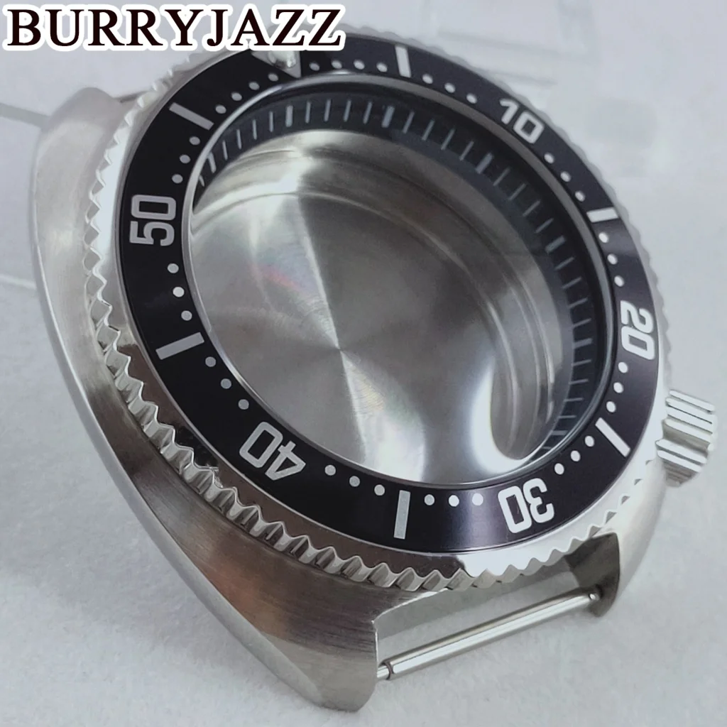 BURRYJAZZ-caja de reloj de acero inoxidable plateado, anillo negro, azul, verde, naranja, 44mm, NH34, NH35, NH36, NH38, NH70, NH72