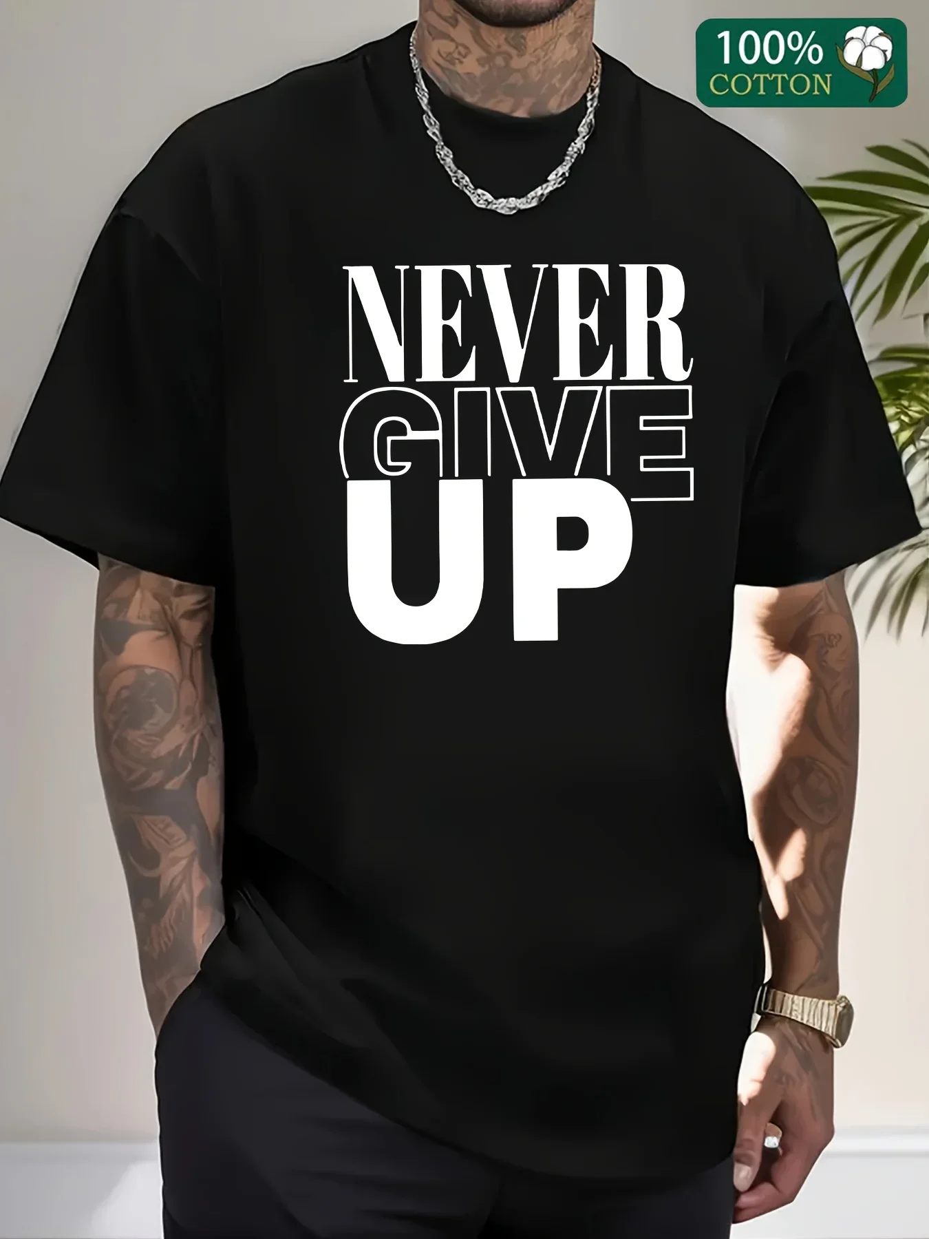T-shirt à manches courtes et col rond pour homme, 100 coton, à la mode, sport décontracté, ample, avec lettres imprimées, été