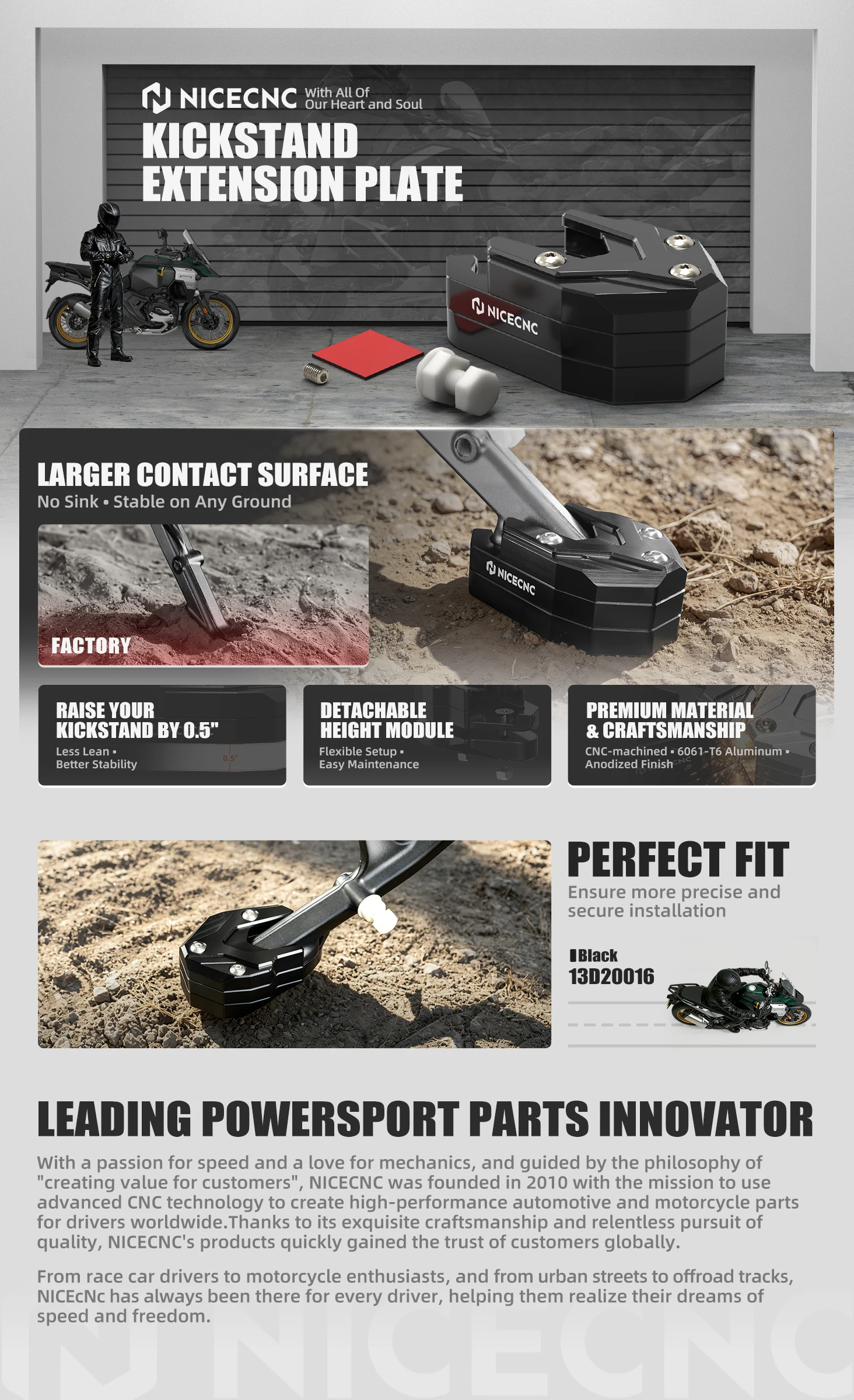 Für BMW R1300 GS /R1300GS Adventure 2024-2026 NICECNC Seitenständer-Vergrößerungsplatte Seitenständer-Verlängerungsplatte R 1300GS /GSA 2025 2026 – Detail 1