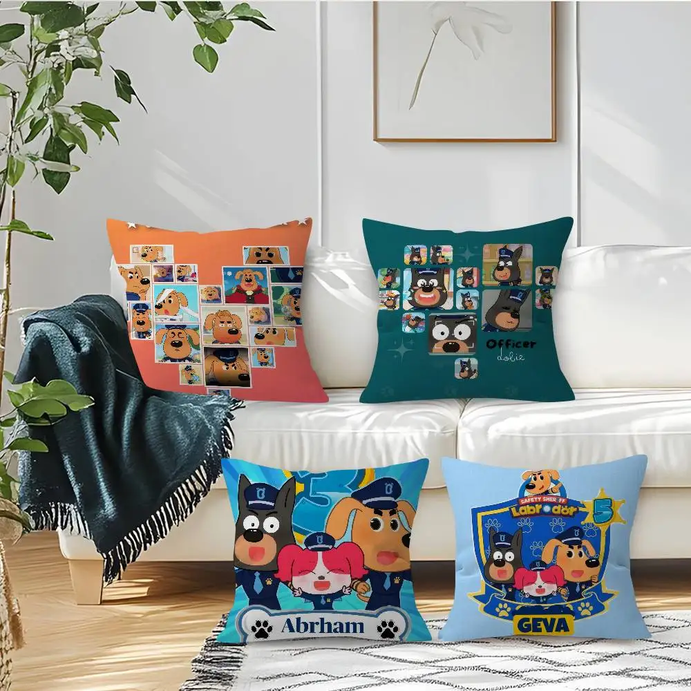 Cartoon Safety Sheriff Labrador   Cushion Cover Pillow Cover Decor Pillowcase Printed Cushion Case for Couch