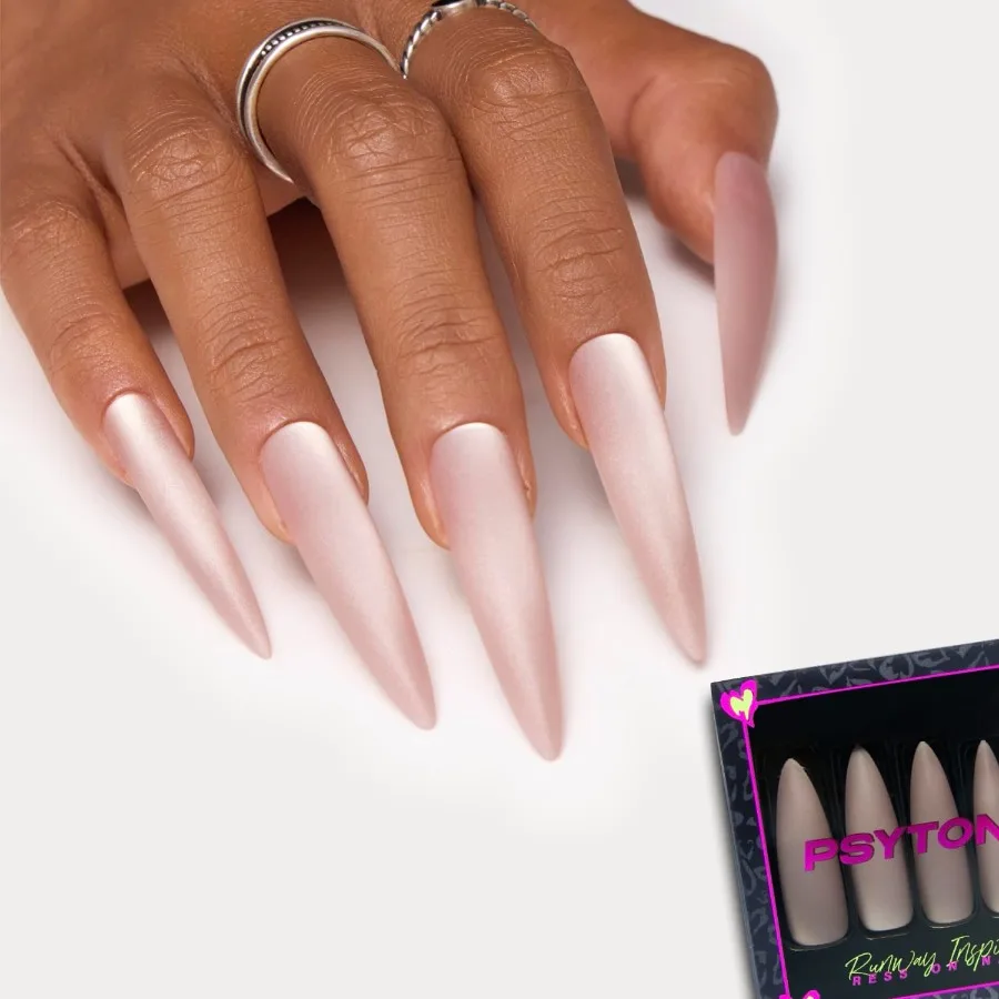 

Matte Cat Eye Extra Long Stiletto Press On Nails15 Sizes 30 Nail Frosted Nude Pink Reusable Fake Nails Kit with Glue Tools Velv