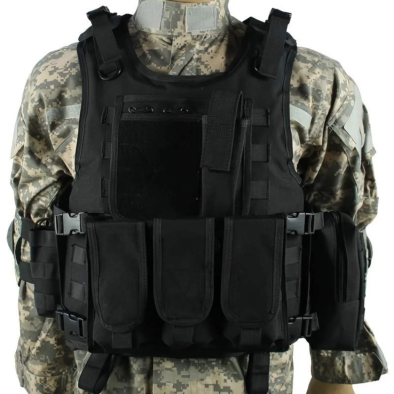 Multifunctional Tactical Training Vest, Chest hanging MAG bag, Multiple pockets, Outdoor Plug-in Board Vest for Hunting Wargame