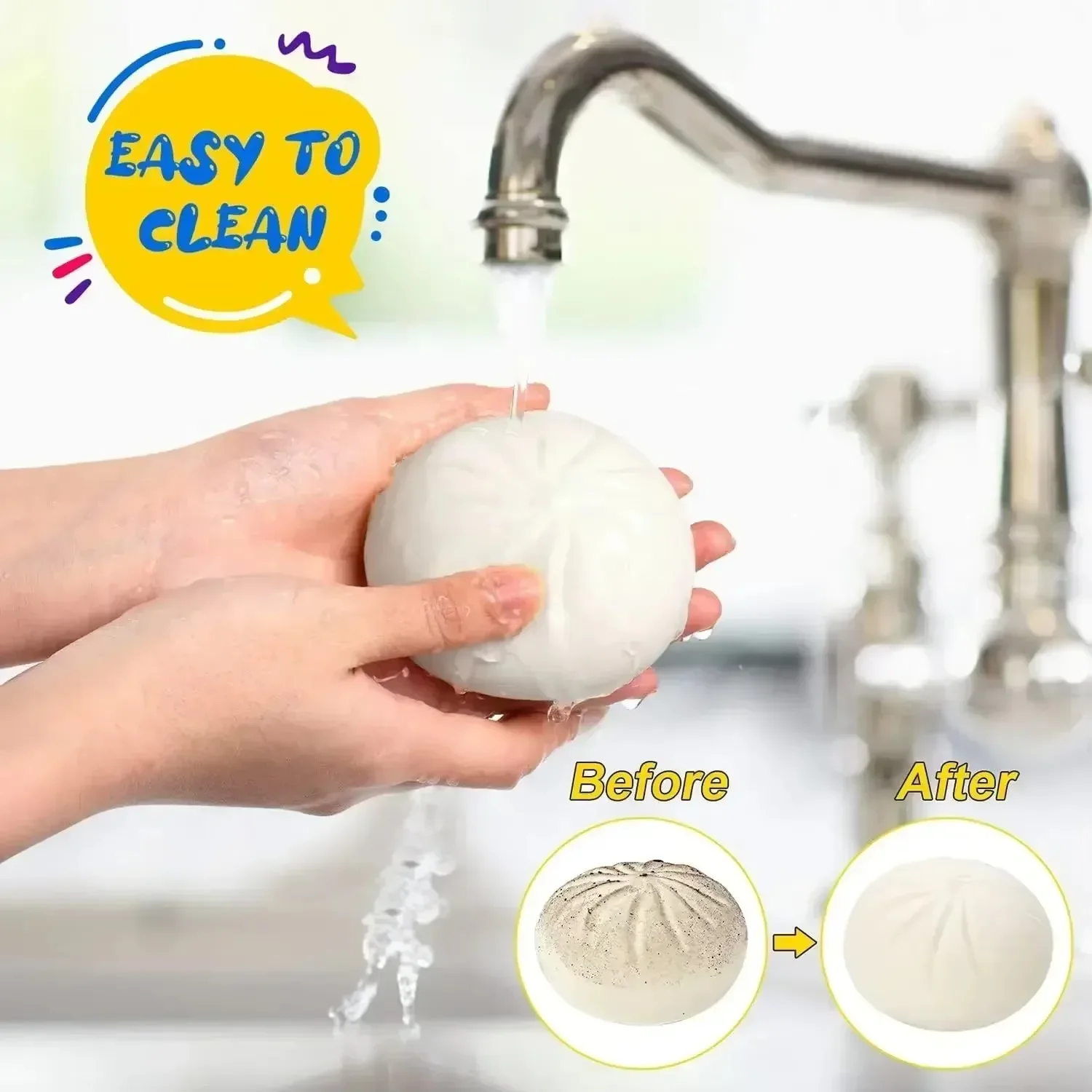 カラフルな団子ストレスボール そわそわ感覚玩具 スクイーズ生地ボール ストレスリリーフ 手のおもちゃパン 食品蒸し器付き 伸縮性デスク