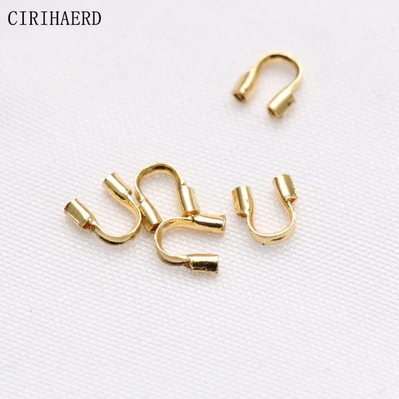 14K Gold Plated Brass U Shape Horseshoe Buckle Guard Wire End Clasps DIY Handmade Jewelry Accessories Supplies Wholesale Lots