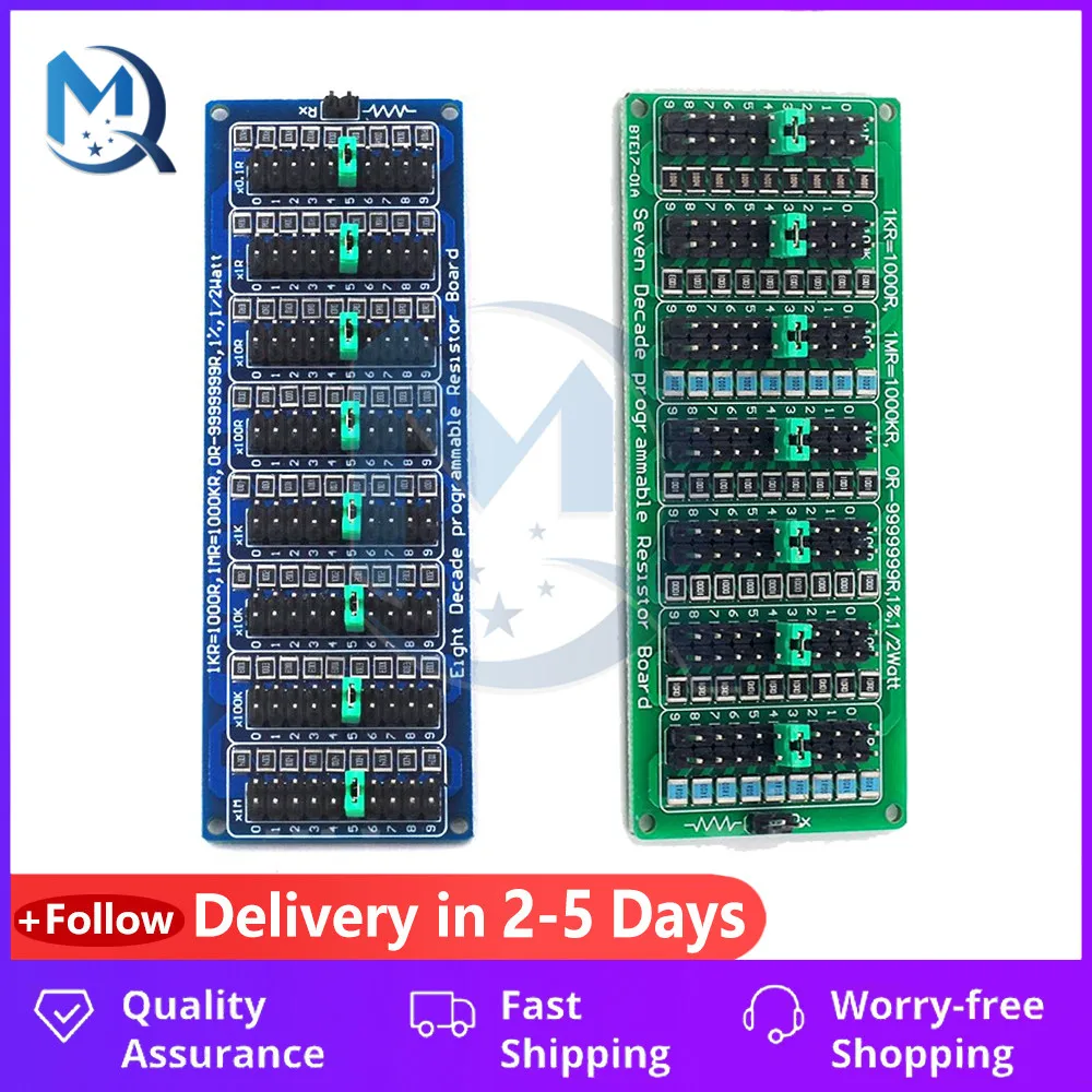 7 Seven Decade 0.1R - 9999999R Programmable Adjustable SMD Resistor Slide Resistor Board Step Accuracy 1R 1% 1/2 W Module 200V