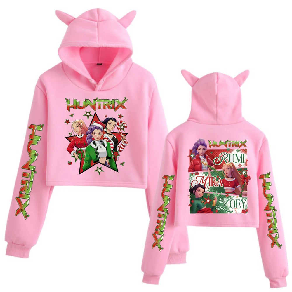 K-pop デーモンハンターズ クリスマス クロップトップス 猫耳 ガールズ ファッション スウェットシャツ クリスマスギフト