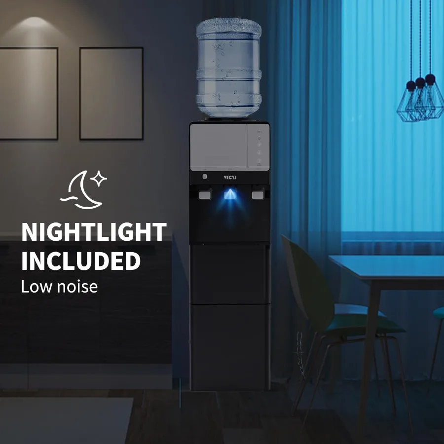 موزع مياه ساخن وبارد مع صانع الثلج 27 رطلًا لصنع الثلج اليومي وقفل أمان للأطفال ومتوافق مع زجاجات 3 أو 5 جالون