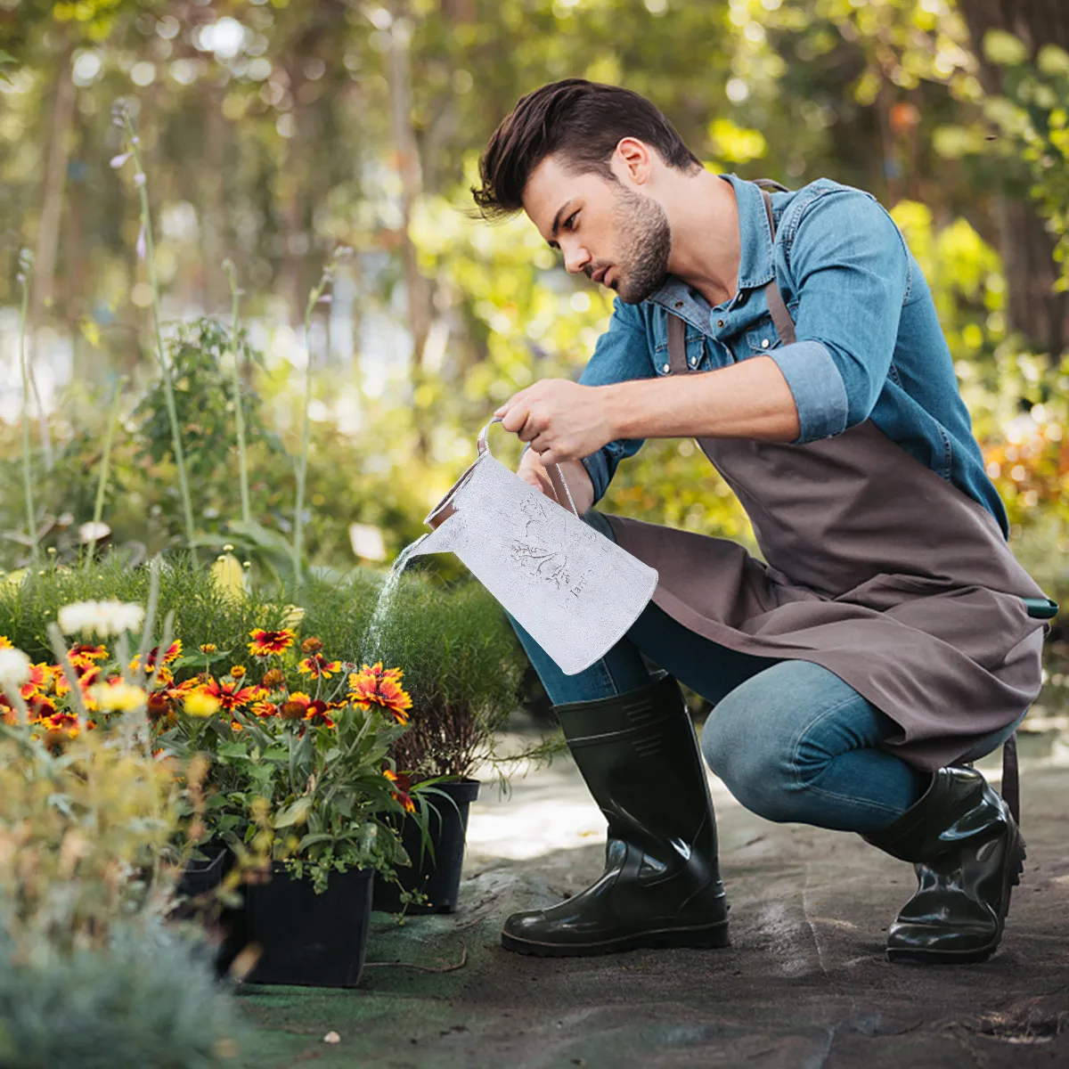 

Винтажное жестяное ведро-ваза в стиле ретро для настольных растений, садовый кашпо-бочка для цветов, деревенский декор для дома, водонепроницаемое
