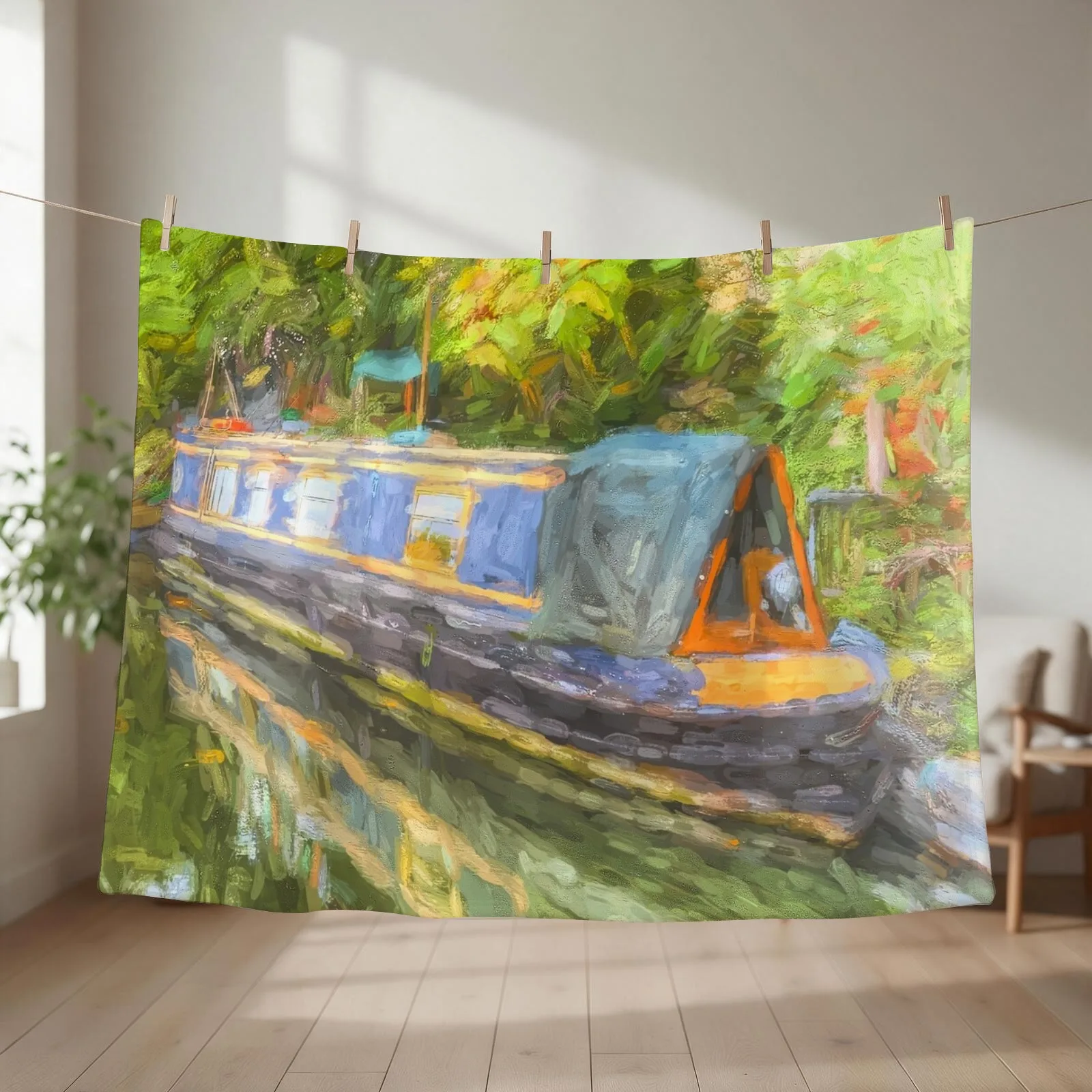 Narrow Boat Life Art Throw Blanket sofa bed Plaid Multi-Purpose Personalized Gift Blankets
