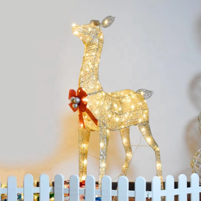 2024 Natal ao ar livre Brilhante Cervo Iluminação Feliz Ano Novo Para Jardim Decorações de Natal