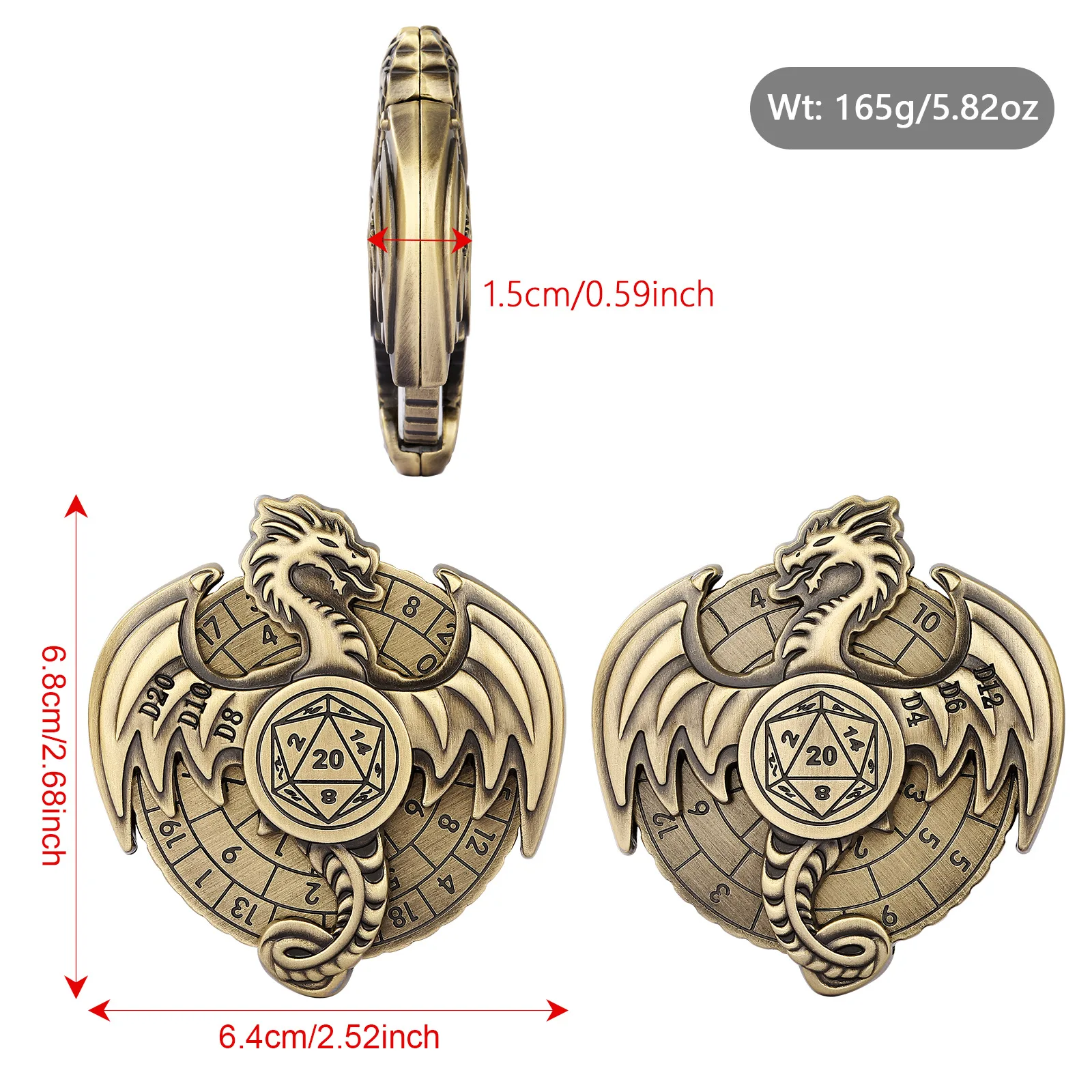 Spinner Fidget Flying Dragon, Metalowy Spinner Retro 3D, Spinner EDC dla Dorosłych, Zabawka Antystresowa, Kostki do Gry RPG DND, Prezent Redukujący Stres