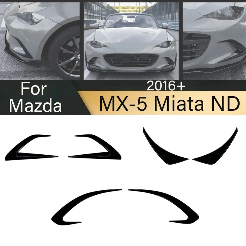 

For Mazda MX-5 Miata ND 2016+ Front Side Rear Bumper Cover Wind Knife Blade Trim Car Grille Boby Kits External Accessories Parts