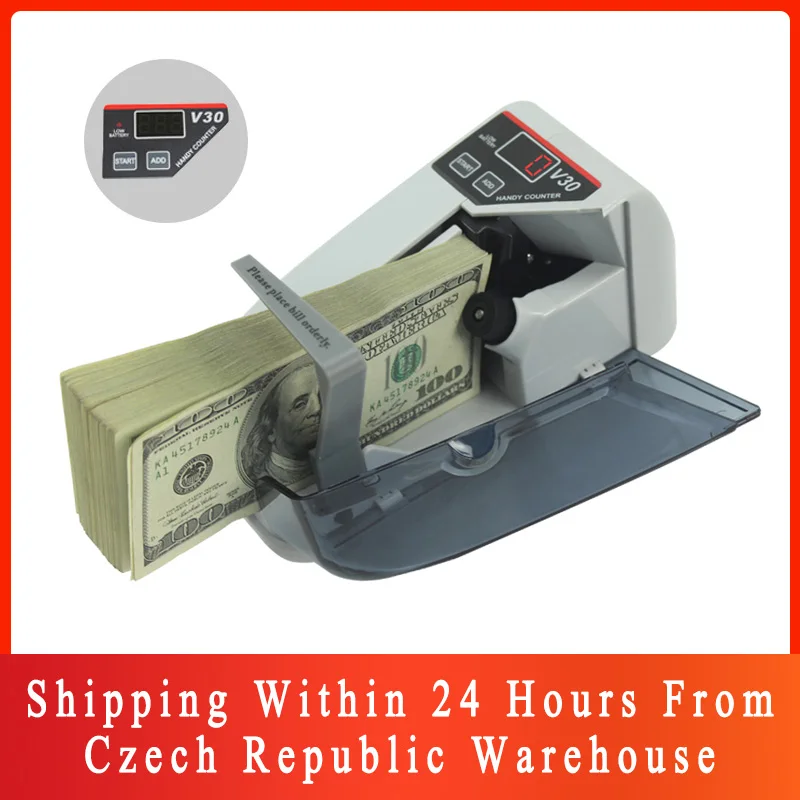 V30 LED Display Mini Portable Bill Counter Use Battery/Plug Handy Money Machine For Cash And Banknote Currency Counting Dinero