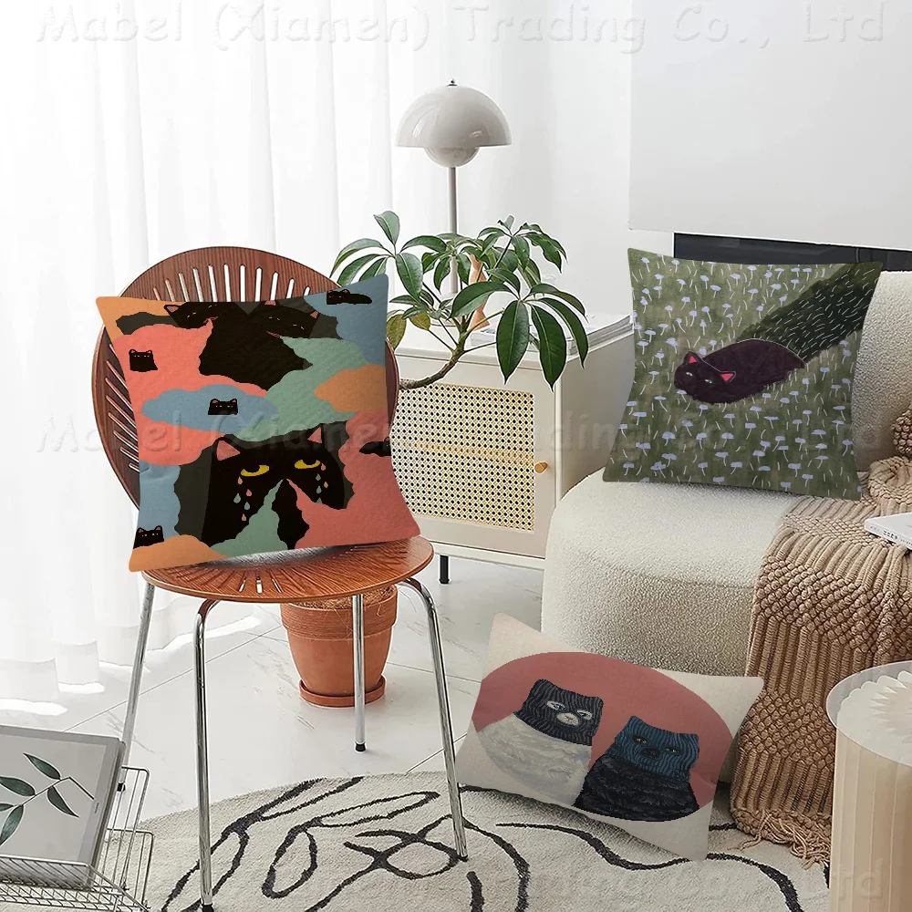 

Abstract Cute Cats Art Pillow Cushion Cover Pillowcase Living Room Sofa Home Decor Customized