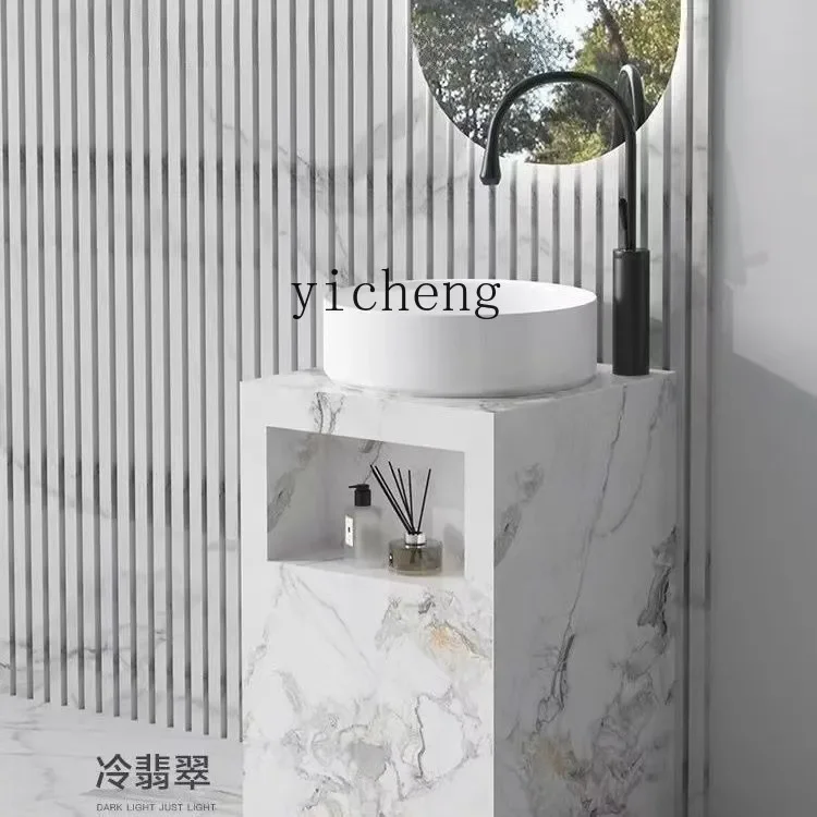 

B1 rock slab column basin wash floor type wash basin toilet column type wash basin