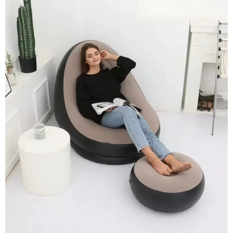 padded inflatable sofa with footstool - collapsible and portable design - color choice - perfect for home decor and leisure