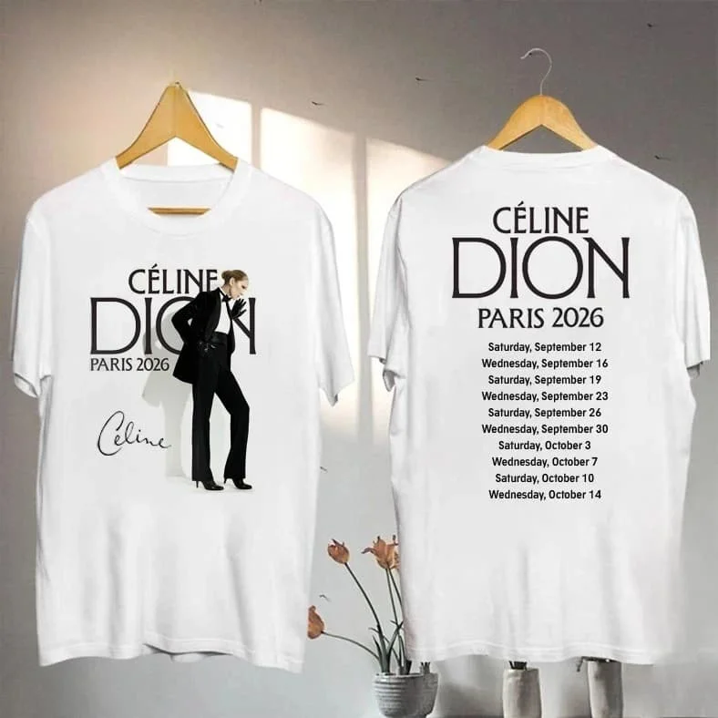 Celine Dion Paris 2026 Fan-Tour Geschenk Schnelltrocknendes T-Shirt für Männer und Frauen 2026 Neues Herren-T-Shirt Streetwear Tees Familien-Set – Detail 16