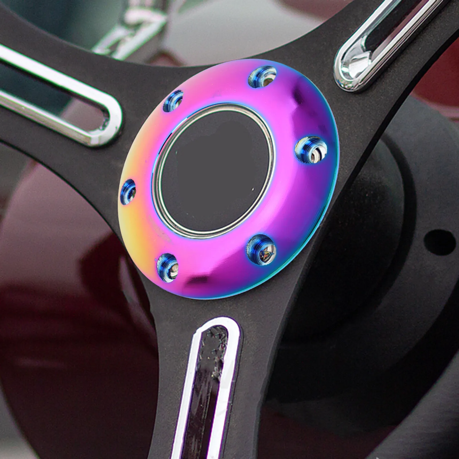 Universal Steering Wheel Horn Button Cover Colorful Alloy Center Ring Car Steering Wheel Adapter Spacer Ring Easy Installation view 5