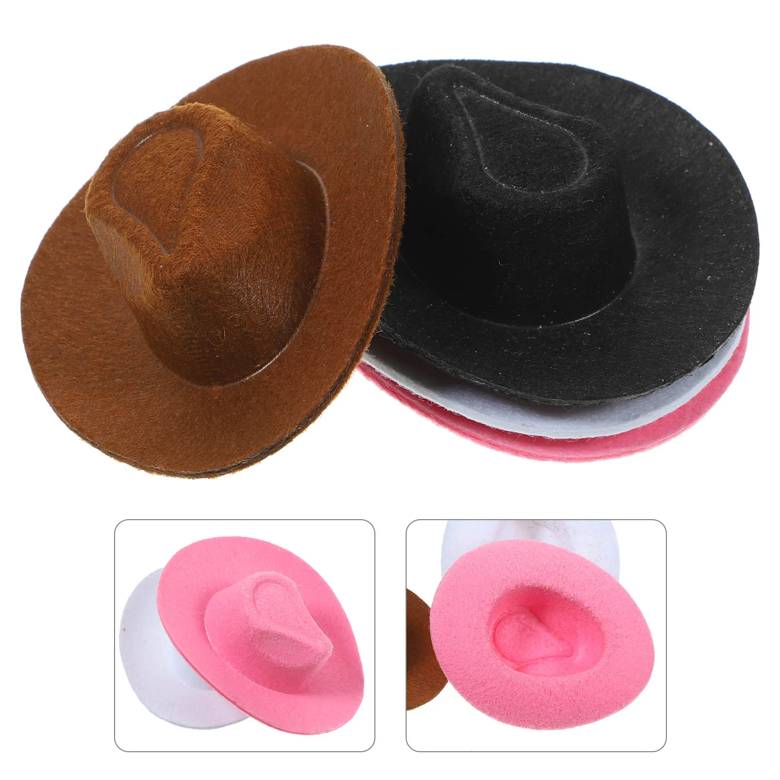 4 Pcs Mini Cowboy Hat Hats for Crafts Mall Tiny Dolls DIY Accessories House Miniature Toy