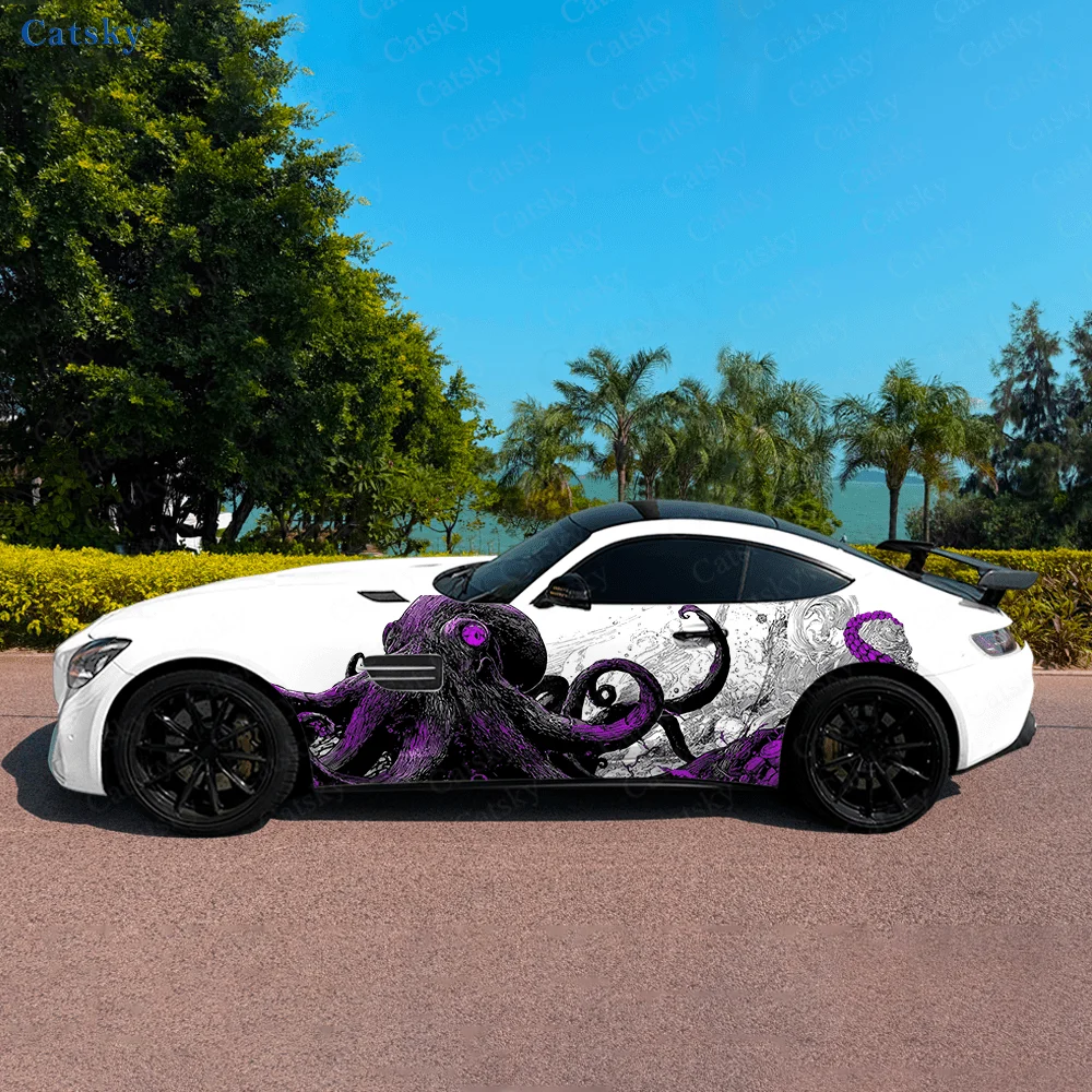 Evil Octopus Monster Car Side Sticker Decoration, PVC Waterproof Scratch Resistant Decal, Car Protection, Auto Accessories Gift