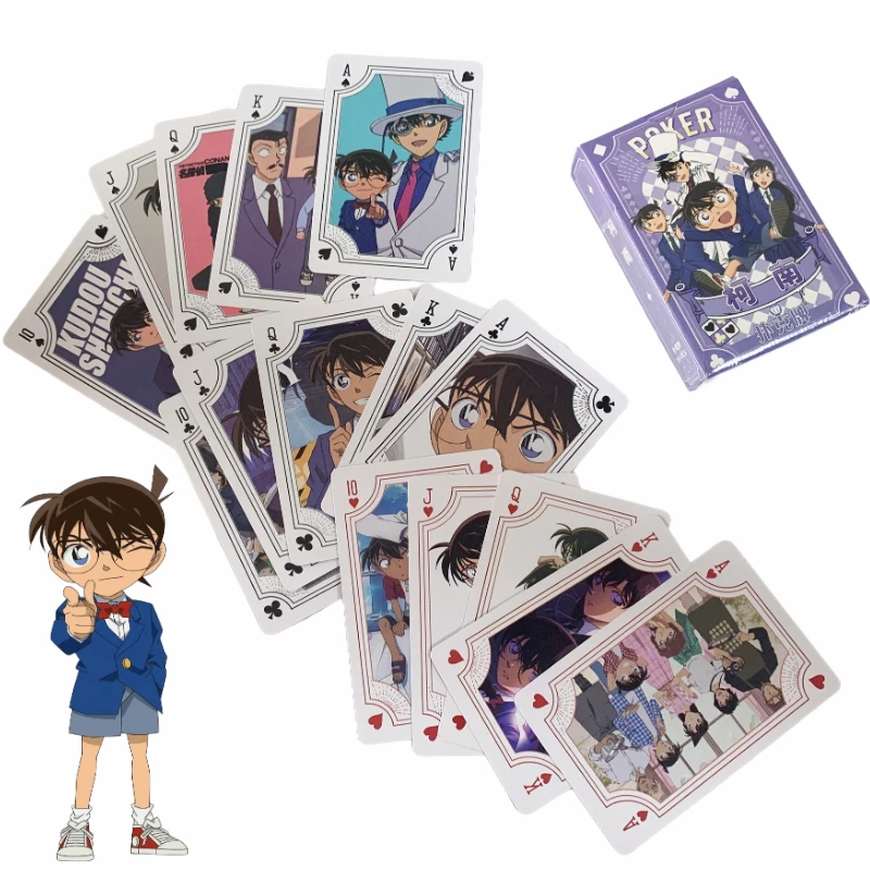 Detective Conan Playing Cards Anime Figure Conan Kawaii Collection Poker Cute HD Print Playing Card Kids Toys Puzzle Props Gifts