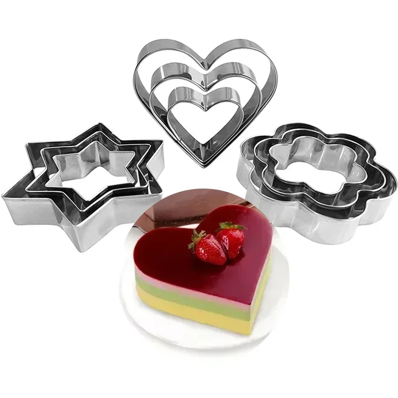 4 Styles Baking Mold Biscuit Cookie Cutter Flower Heart Circle Star Baking Mould Stainless Steel Fruit Egg Mould Cookie Cutters