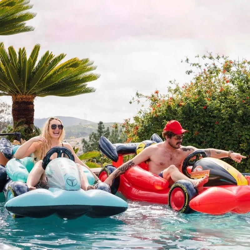 Water inflatable sports car floating row floating bed racing kart floating boat backrest