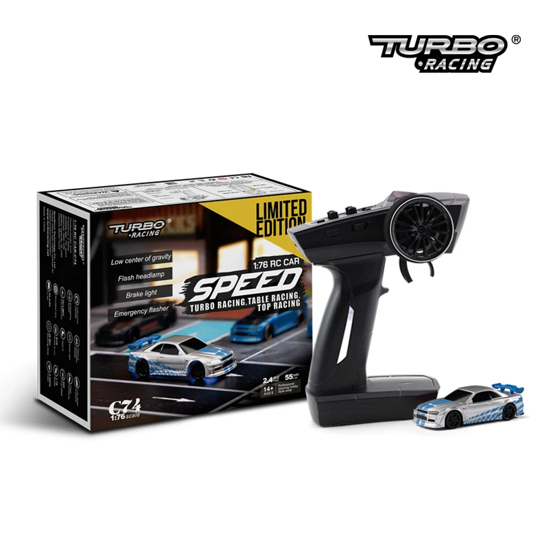 Turbo Racing 1:76 C74 Drift RC Car With Gyro Radio Full Proportional Remote Control Toys RTR Kit For Kids and Adults