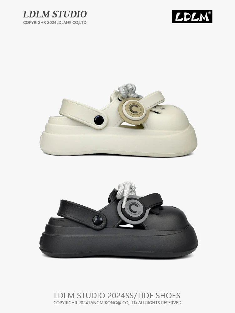 Man Women Slippers Earphones Garden Shoes Hole Sandals Thick Bottom Comfortable Slippers Outdoor High Street Sandals