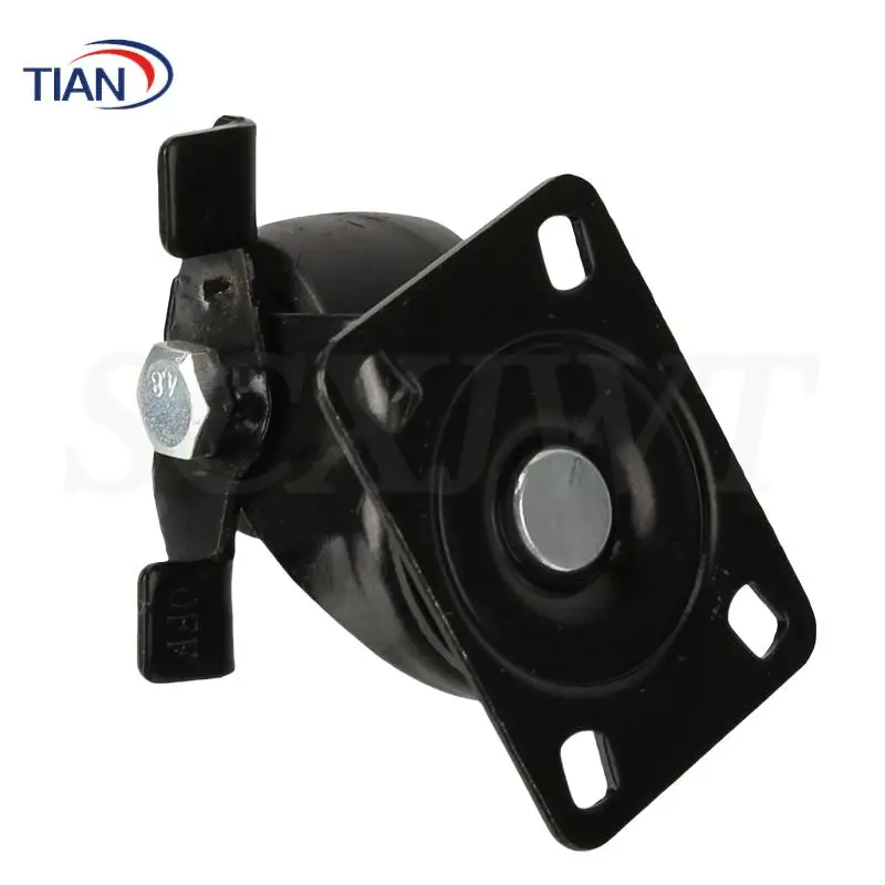 Heavy Duty 1.5 Inch Black Universal Swivel Caster Wheel - Pulley with Flat Brake & Gold Drill Design For Furniture & Machinery