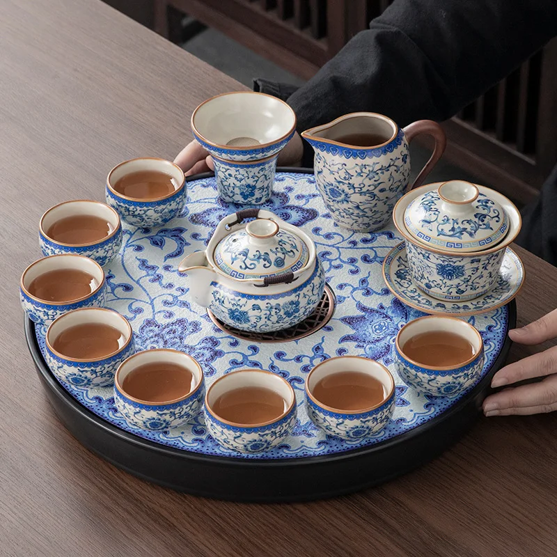 Tableware Ceramic Tea Tray Decorative Hospitality Serving Accessories Ceremony Tea Tray Round Valet Bandejas Home Decorationgs