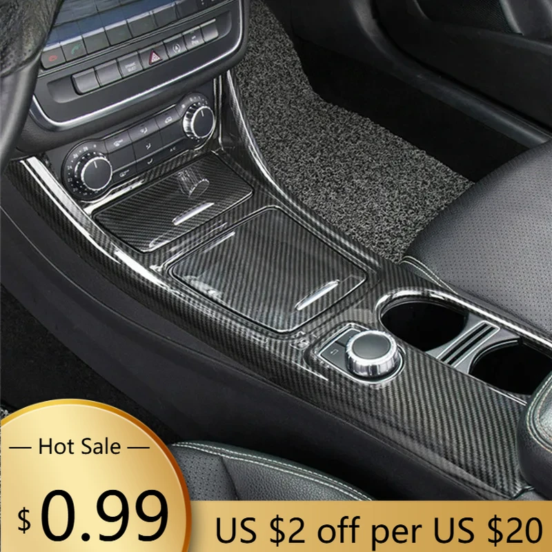 

Steering Covers Carbon Fiber Style Car Center Console Water Cup Holder Panel Decoration ABS For Mercedes Benz GLA CLA A Class