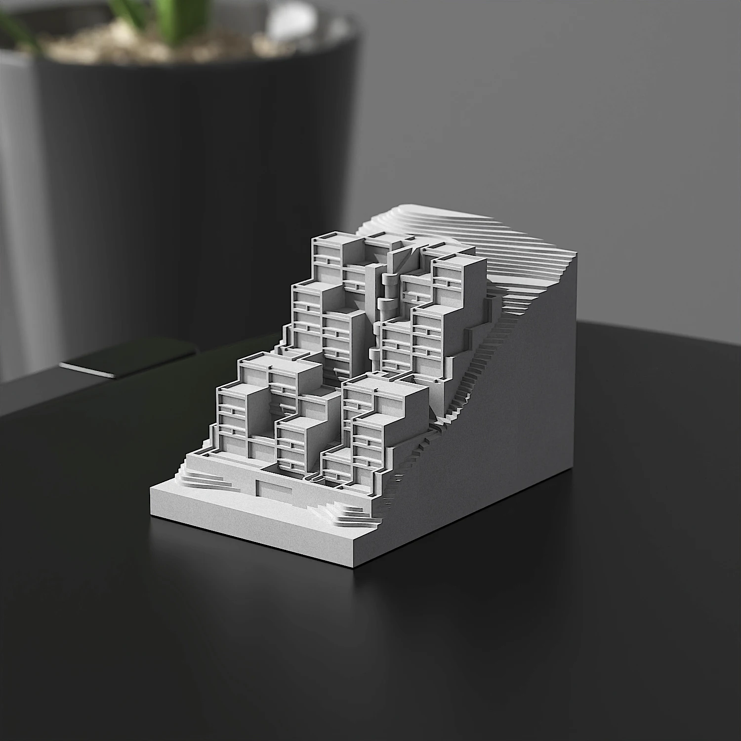 

Japanese architect Tadao Ando "Rokko Housing" cement building model home decoration desktop concrete ornaments