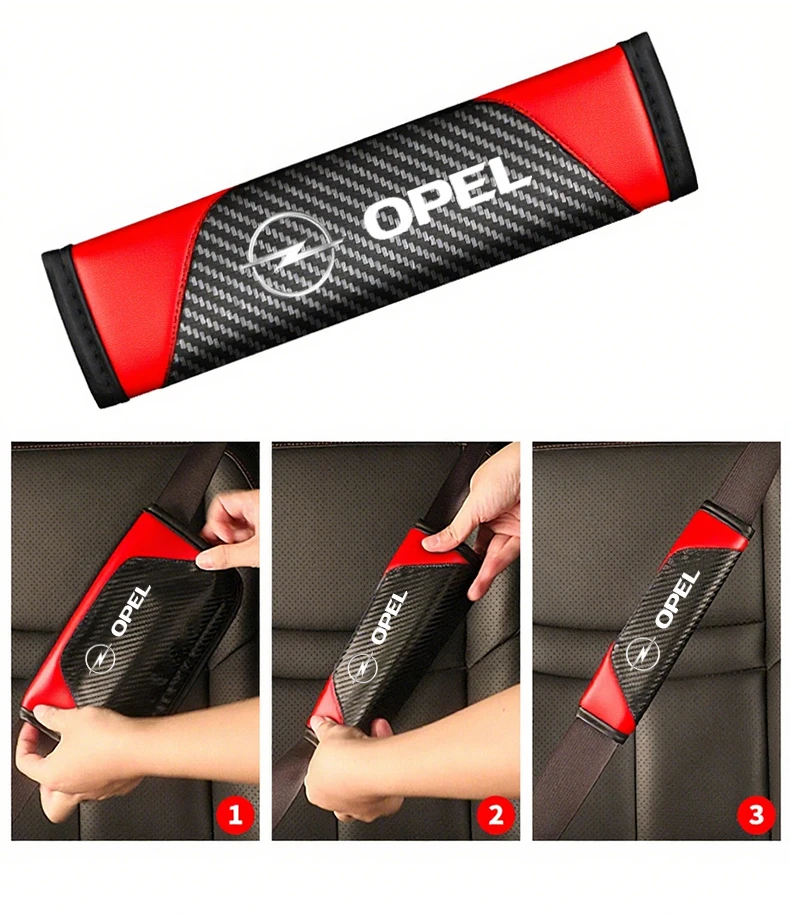 2 pièces de ceintures de sécurité de voiture en cuir véritable et fibre de carbone et accessoires de voiture pour Opel Insignia Astra Antara Meriva Zafira H G Corsa