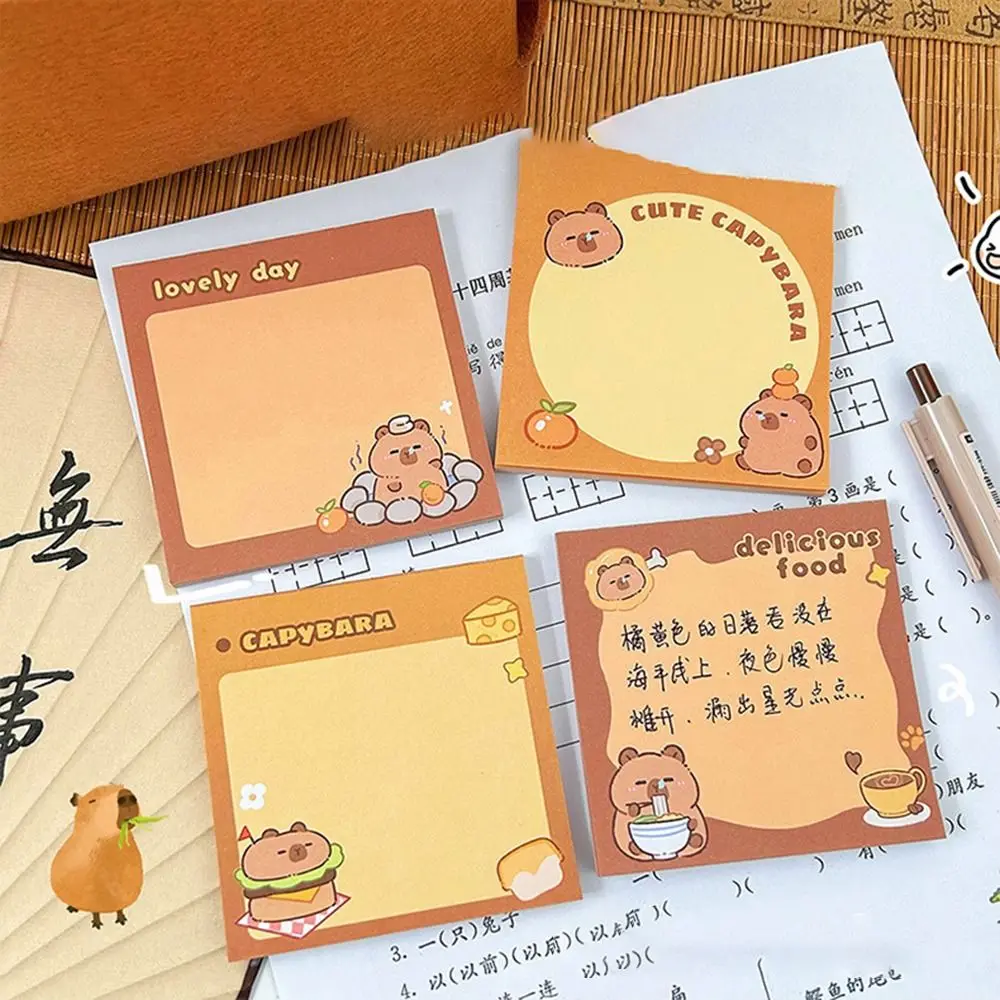 50 листов Kawaii Capybara блокнот неклейкий многофункциональный N раз липкие заметки многоцелевые креативные мультяшные заметки с сообщениями