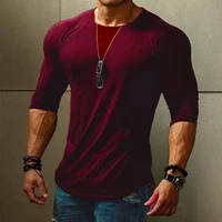 Camiseta de manga larga con cuello redondo para hombre, Top informal liso de primavera, camisetas masculinas de alta calidad, ropa, novedad de 2023