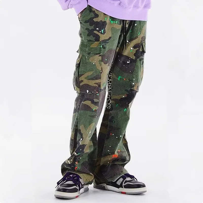 2023 Y2K Fashion Ink Graffiti Camouflage Baggy Cargo Tracksuit Pants For Men Clothing Joggers Women Casual Loose Long Trousers