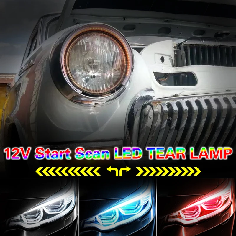 

LED DRL Car Daytime Running Light Flexible Waterproof Strip Auto Headlights White 60cm Turn Signal Yellow Brake Flow Lights 12V