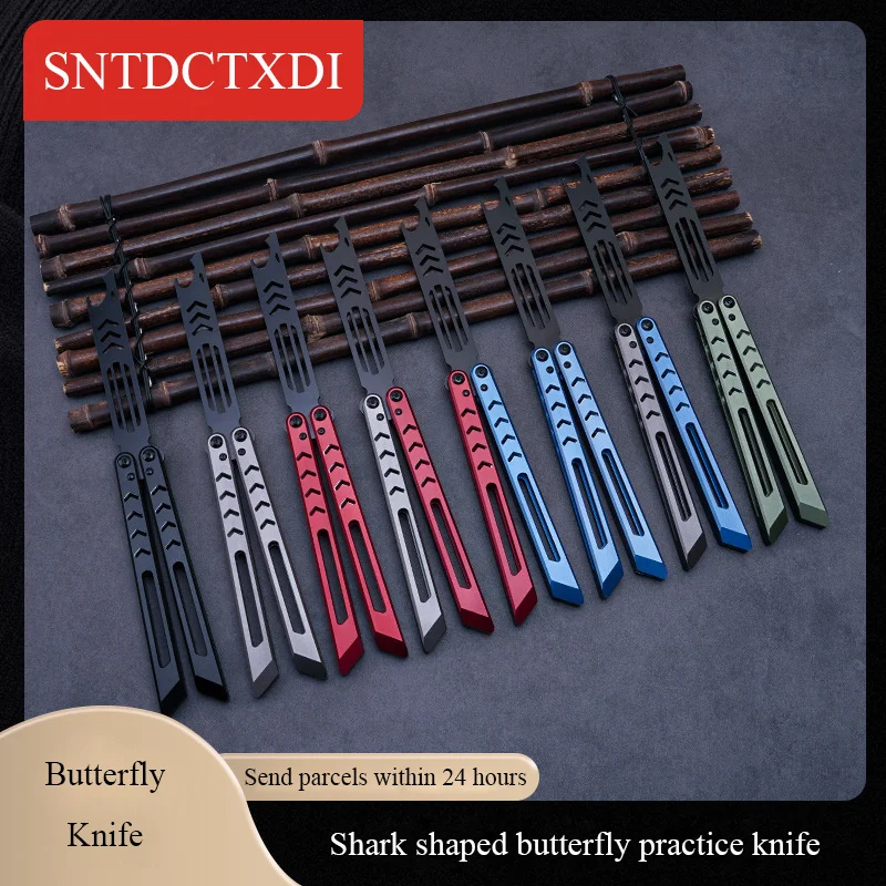 

SNTDCTXDI Portable Butterfly Practice Knife Balisong Aluminum Alloy Handle Csgo Hand Movement Practice Tool