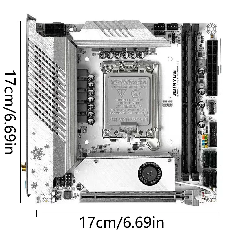 JGINYUE B760i Motherboard mini itx Support Intel Core i3/i5/i7/i9 12th 13th 14th DDR4 Desktop with WiFi B760i-Snow Dream V1.3